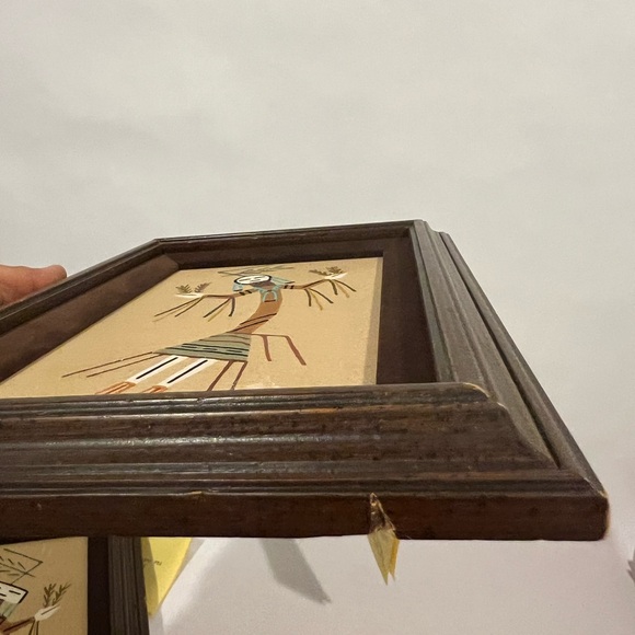 Authentic Navajo Indian Sand Art Painting Framed Lot Of 2 Rainbow Yei By Keedah - Picture 13 of 15